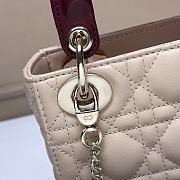 Dior Mini Lady Dior Bag with Chain beige and burgundy - 4