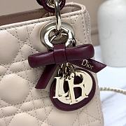 Dior Mini Lady Dior Bag with Chain beige and burgundy - 3