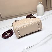 Dior Mini Lady Dior Bag with Chain beige and burgundy - 2