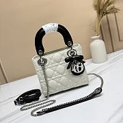 Dior Mini Lady Dior Bag with Chain caning in slatted and black - 1