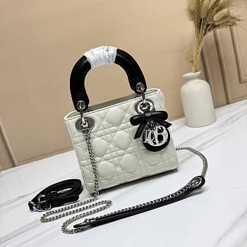 Dior Mini Lady Dior Bag with Chain caning in slatted and black