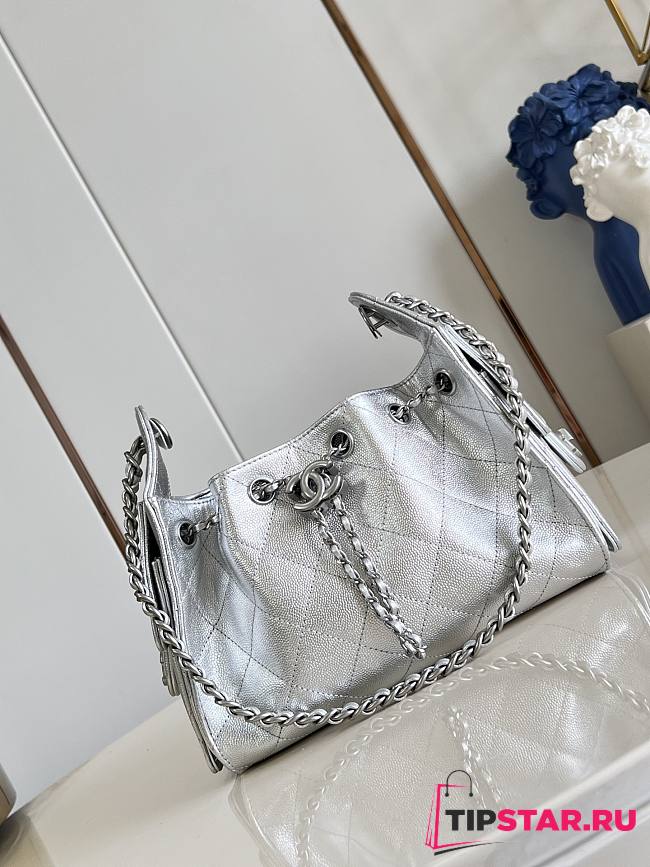Chanel Mini 25 Hobo Bag Caviar In Pastel Silver - 1