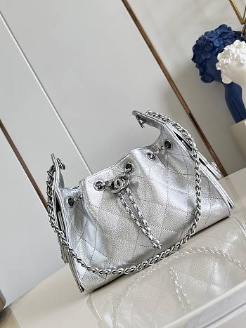 Chanel Mini 25 Hobo Bag Caviar In Pastel Silver