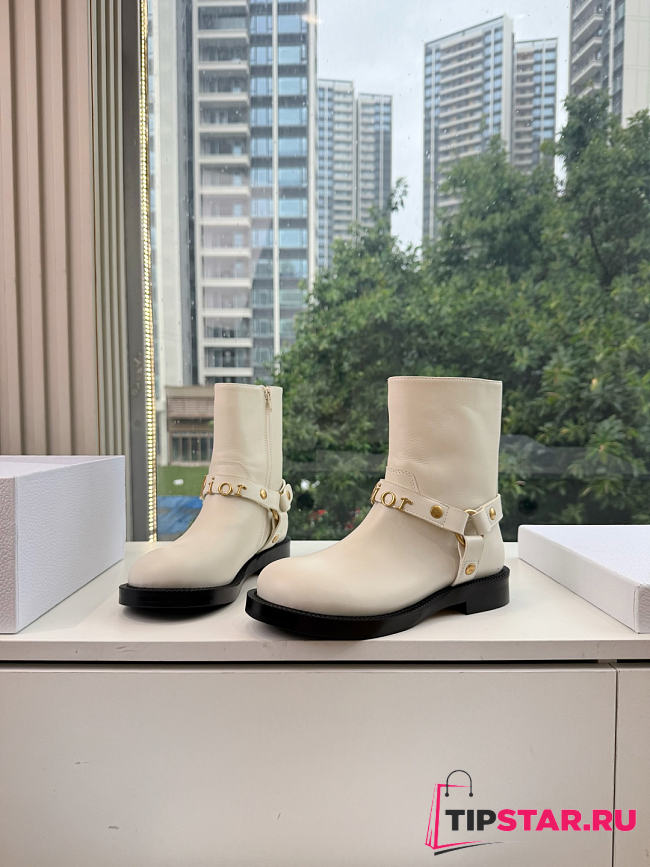 Dior Bolt Ankle Boot In Calfskin White - 1