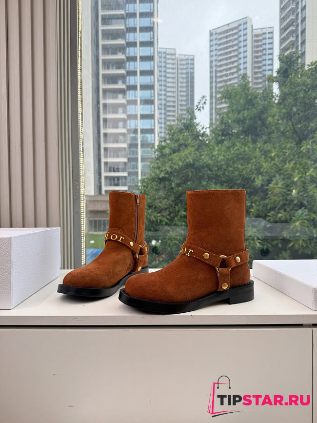 Dior Bolt Ankle Boot In Suede Brown - 1