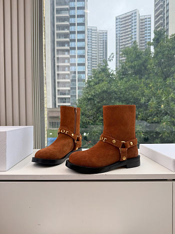 Dior Bolt Ankle Boot In Suede Brown