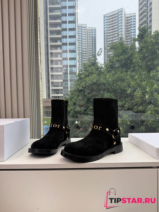 Dior Bolt Ankle Boot In Suede Black - 1