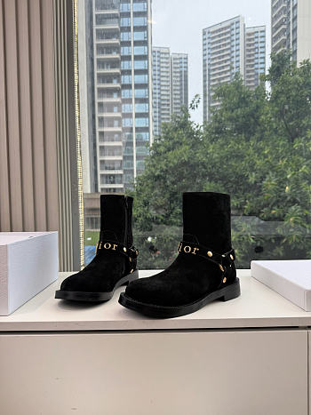 Dior Bolt Ankle Boot In Suede Black