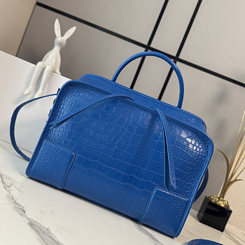 Loewe Large Amazona 180 in blue crocodile-embossed leather