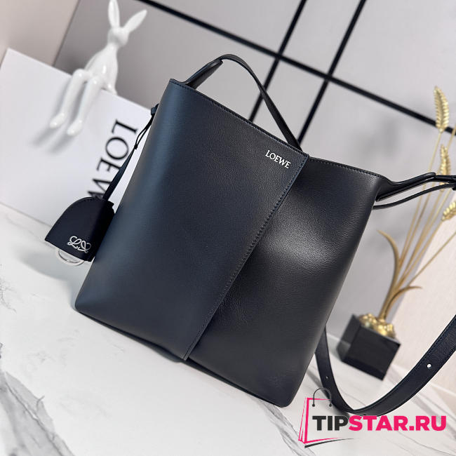 Loewe Medium Bilbao Chestnut Leather Bucket Bag Black - 1