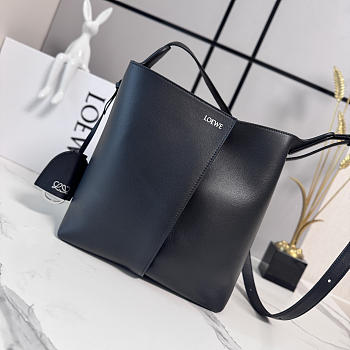 Loewe Medium Bilbao Chestnut Leather Bucket Bag Black