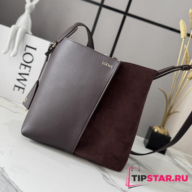 Loewe Medium Bilbao Chestnut Leather & Suede Bucket Bag Brown - 1