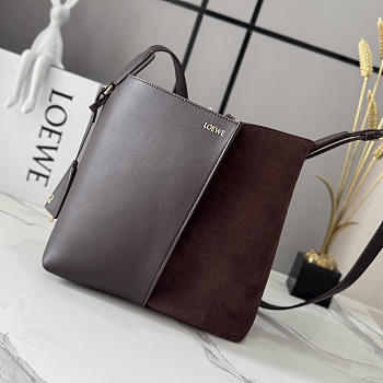 Loewe Medium Bilbao Chestnut Leather & Suede Bucket Bag Brown