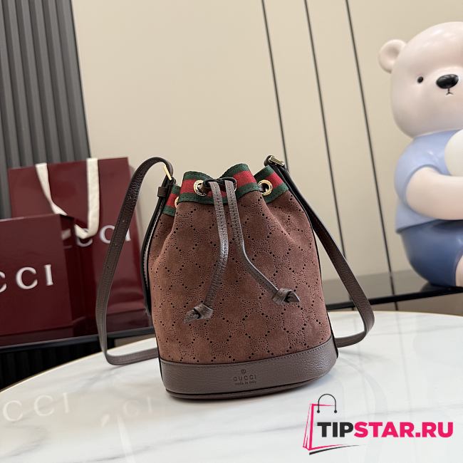 Gucci Venice mini bucket bag in suede brown - 1