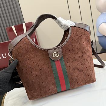 Gucci Giglio small tote bag in suede brown