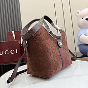 Gucci Giglio small tote bag in suede brown - 3