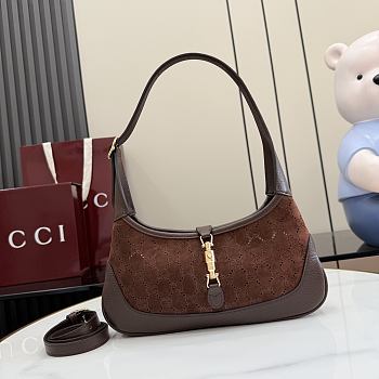 Gucci Jackie 1961 small shoulder bag dark brown GG suede