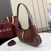 Gucci Jackie 1961 small shoulder bag dark brown GG suede - 3