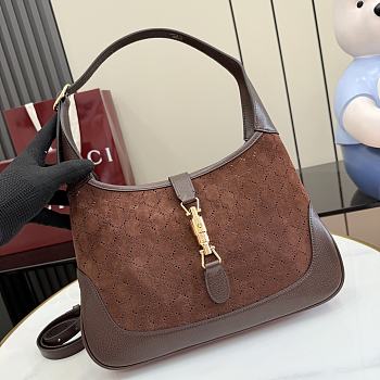 Gucci Jackie 1961 medium shoulder bag dark brown GG suede