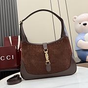 Gucci Jackie 1961 medium shoulder bag dark brown GG suede - 4