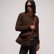 Gucci Brera medium crossbody bag dark brown soft perforated GG suede - 6