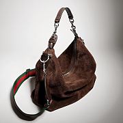 Gucci Brera medium crossbody bag dark brown soft perforated GG suede - 5