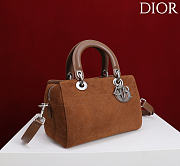 Dior Small D Granville Flat Macrocannage Silver Hardware In Suede Brown - 6