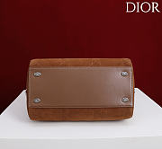 Dior Small D Granville Flat Macrocannage Silver Hardware In Suede Brown - 5