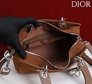 Dior Small D Granville Flat Macrocannage Silver Hardware In Suede Brown - 4