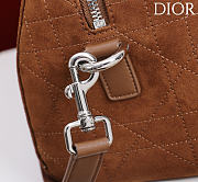 Dior Small D Granville Flat Macrocannage Silver Hardware In Suede Brown - 3