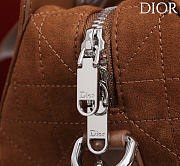 Dior Small D Granville Flat Macrocannage Silver Hardware In Suede Brown - 2