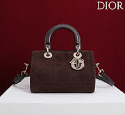 Dior Small D Granville Flat Macrocannage Gold Hardware In Suede Dark Brown - 1
