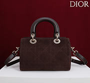 Dior Small D Granville Flat Macrocannage Gold Hardware In Suede Dark Brown - 6