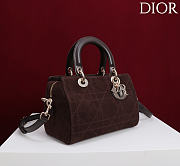 Dior Small D Granville Flat Macrocannage Gold Hardware In Suede Dark Brown - 5