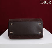 Dior Small D Granville Flat Macrocannage Gold Hardware In Suede Dark Brown - 4