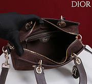 Dior Small D Granville Flat Macrocannage Gold Hardware In Suede Dark Brown - 2