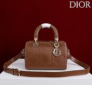 Dior Small D Granville Flat Macrocannage Gold Hardware In Brown - 1