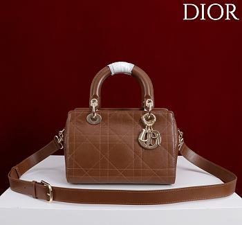 Dior Small D Granville Flat Macrocannage Gold Hardware In Brown