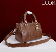 Dior Small D Granville Flat Macrocannage Gold Hardware In Brown - 3