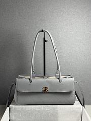 Chanel Shopping Tote Black Grained Calfskin In Light Blue - 1