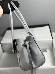 Chanel Shopping Tote Black Grained Calfskin In Light Blue - 5