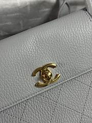 Chanel Shopping Tote Black Grained Calfskin In Light Blue - 6