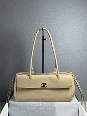 Chanel Shopping Tote Black Grained Calfskin In Ivory - 1