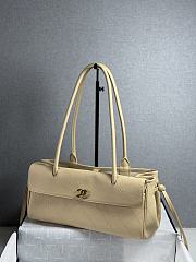 Chanel Shopping Tote Black Grained Calfskin In Ivory - 3