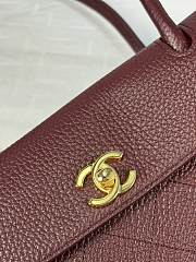 Chanel Shopping Tote Black Grained Calfskin In Burgundy - 5