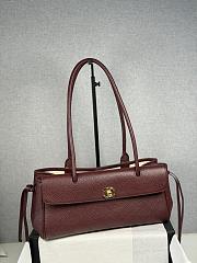 Chanel Shopping Tote Black Grained Calfskin In Burgundy - 3