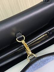 Chanel Shopping Tote Black Grained Calfskin and Blue Denim - 5