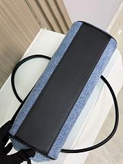 Chanel Shopping Tote Black Grained Calfskin and Blue Denim - 2