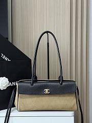 Chanel Shopping Tote Black Grained Calfskin and Beige Suede - 1