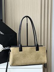 Chanel Shopping Tote Black Grained Calfskin and Beige Suede - 4